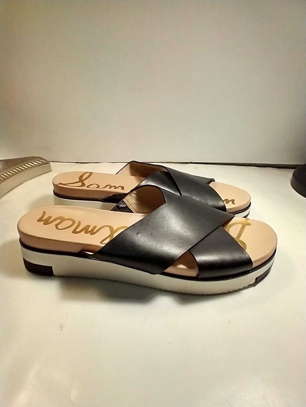 Sam Edelman Audrea Cross Strap Leather Slide Sandals Women's sz 9.5M. - Picture 2 of 12